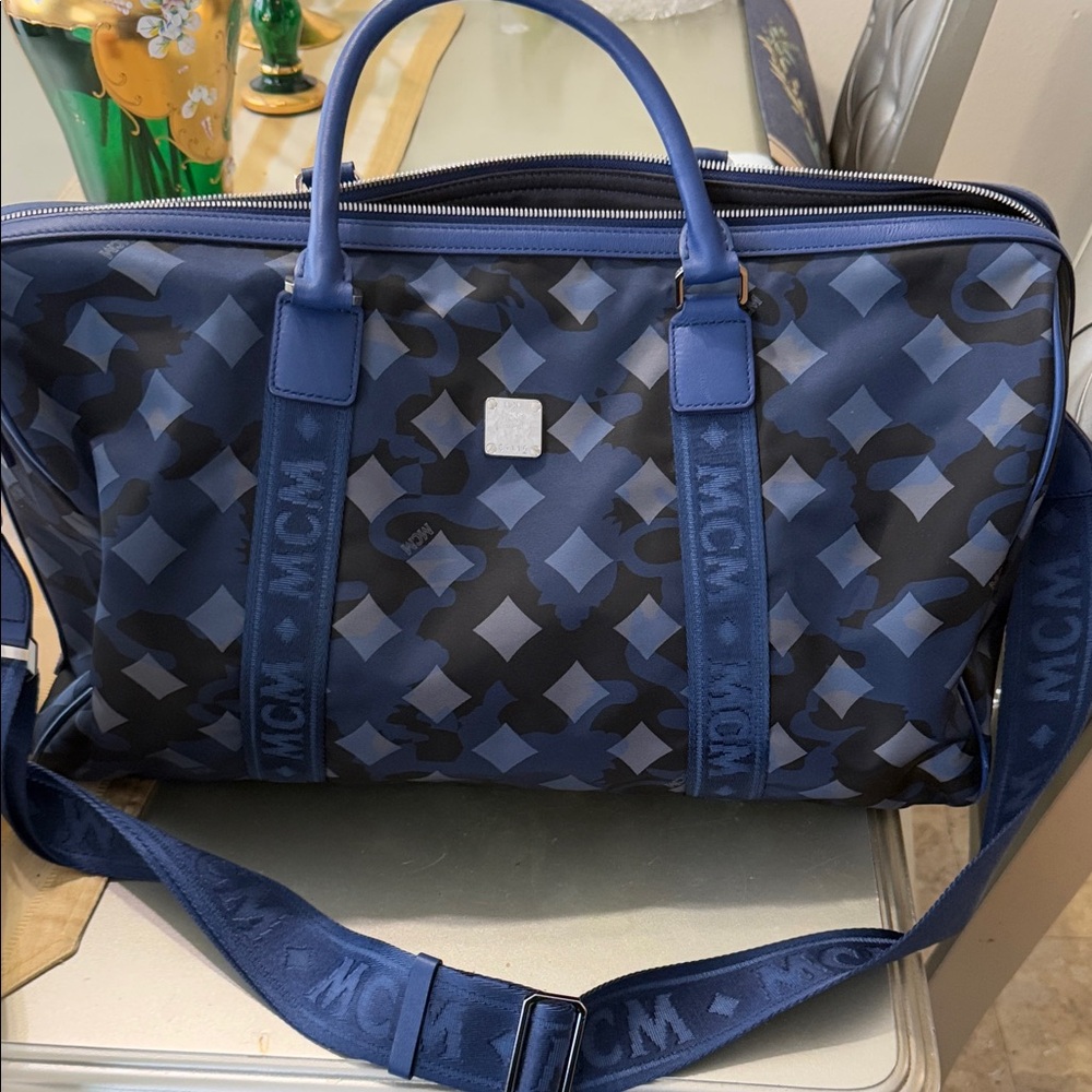 MCM Navy and Black Geometric Men's Briefcase